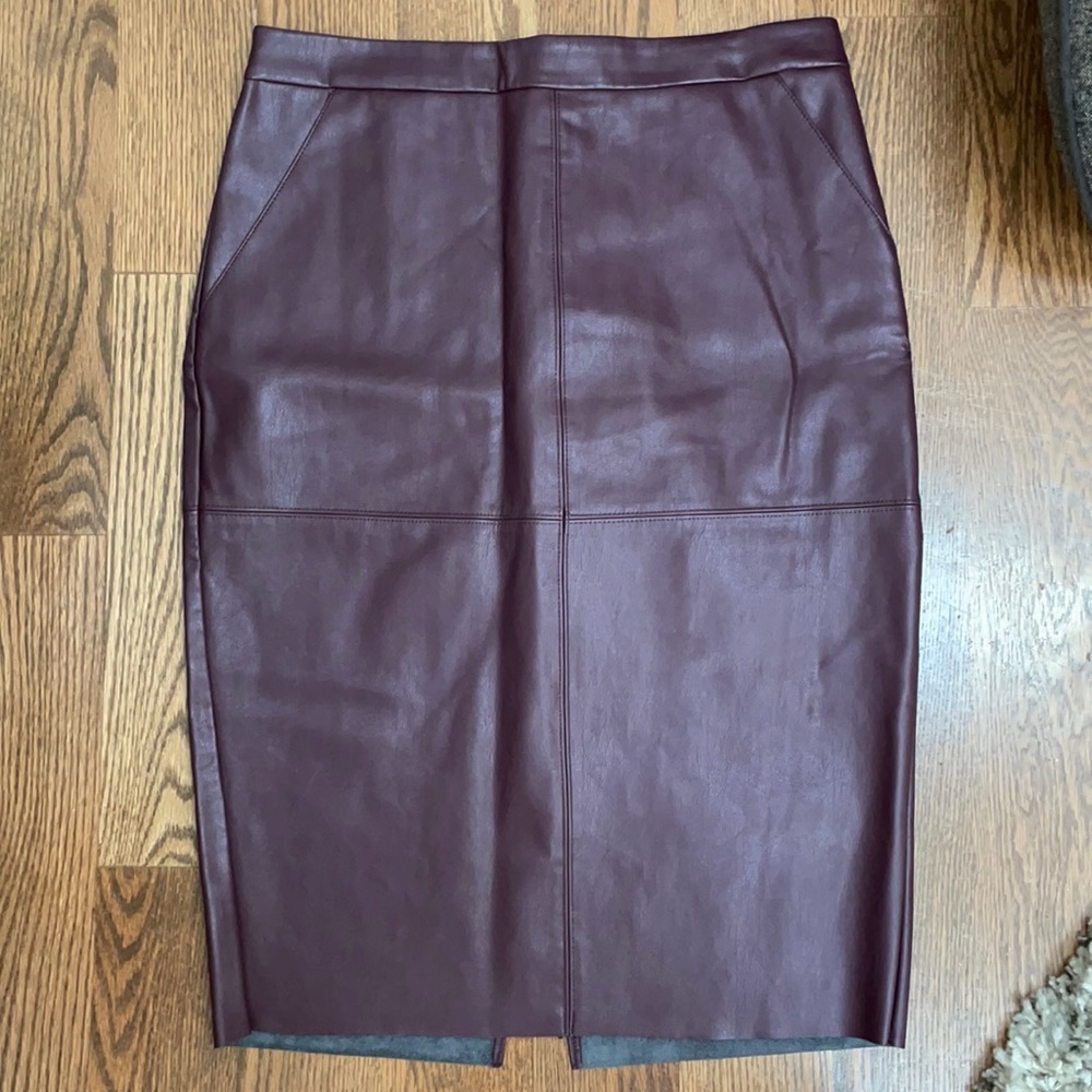 Express Eggplant Midi Pleather Skirt